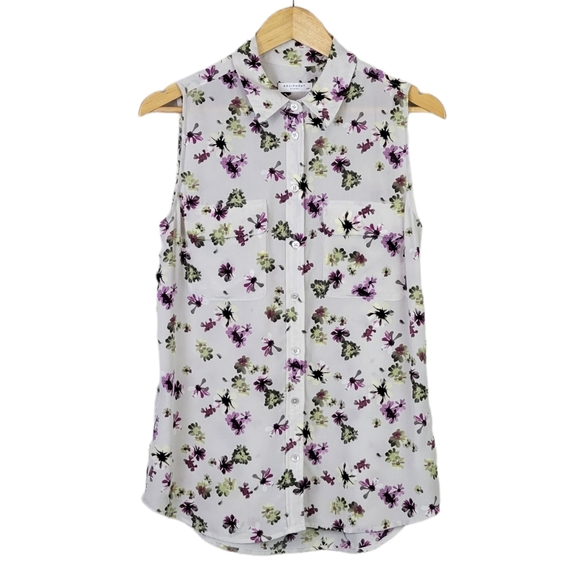 Equipment Femme Sleeveless Floral Silk Blouse S - Picture 2 of 11